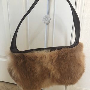 Leather and real fur evening bag-small